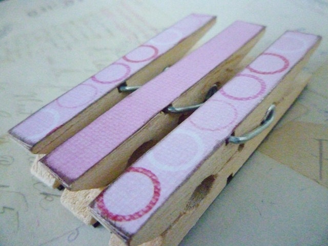 Rose Circles - Decorated Clothespins Fridge Magnets - Set of 3