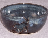 Ceramic Yarn Bowl Holder Labrador Dog Denim Blue Stoneware Wheel thrown Ceramics Pottery