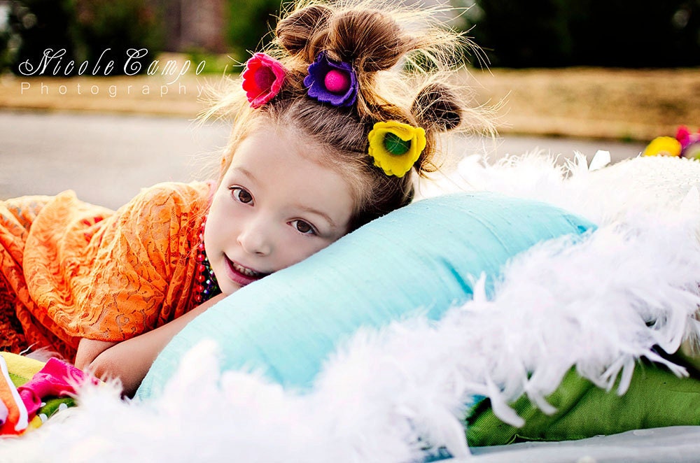 Pony Pops felt hair treats for weddings, tea parties, fancy photos, birthday parties, dress up, dance recitals