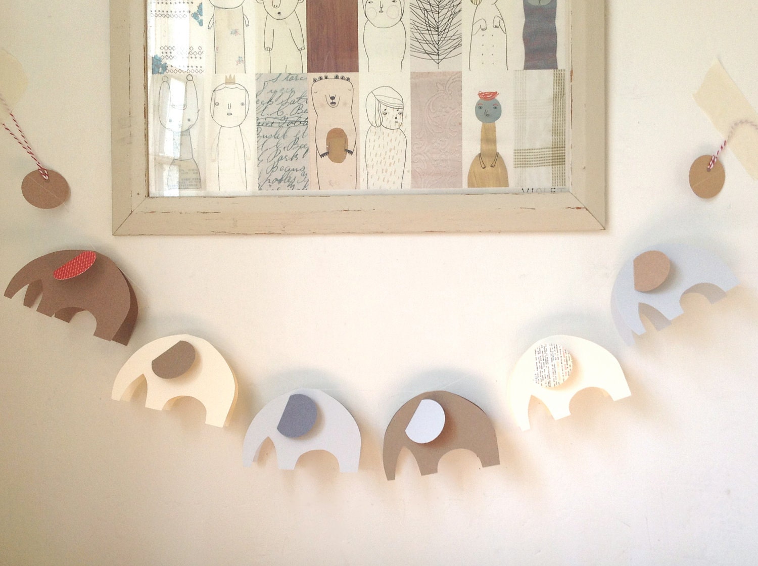 6 Little Elephants All In A Row - 3D Paper Garland