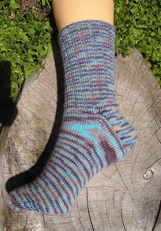 Multicolored hand knitted socks - medium size
