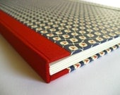 Large handmade accordion file folder (A4) Classic blue and red