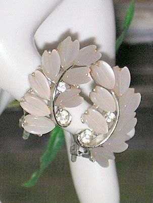 Vintage Earrings Thermoset Cuff Rhinestones Clip Backs