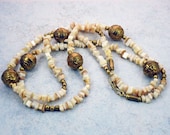 Vintage Brass Beads Shells Necklace - TinksTreasure