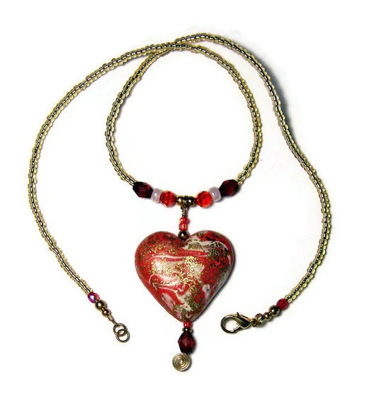 66% OFF Pendant Necklace Polymer Clay Handmade Heart Love Pendant Art Jewelry Seed Beads Valentines' Day Red Glass Beads