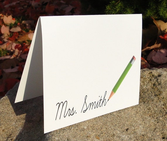 Custom pencil teacher note cards (set of 10) Il_570xn