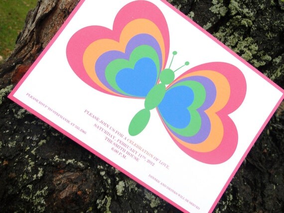 Butterfly Valentine Invitation (set of 10) Il_570xn