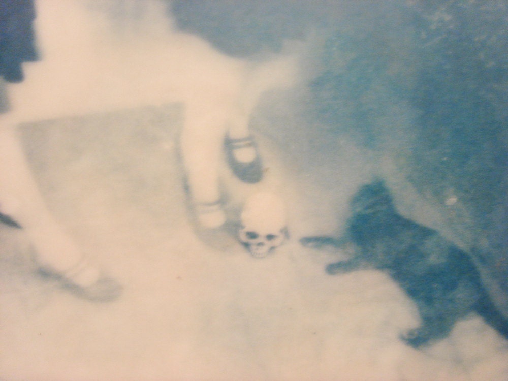 Jugando con Muerte - ORIGINAL encaustic cyanotype photograph
