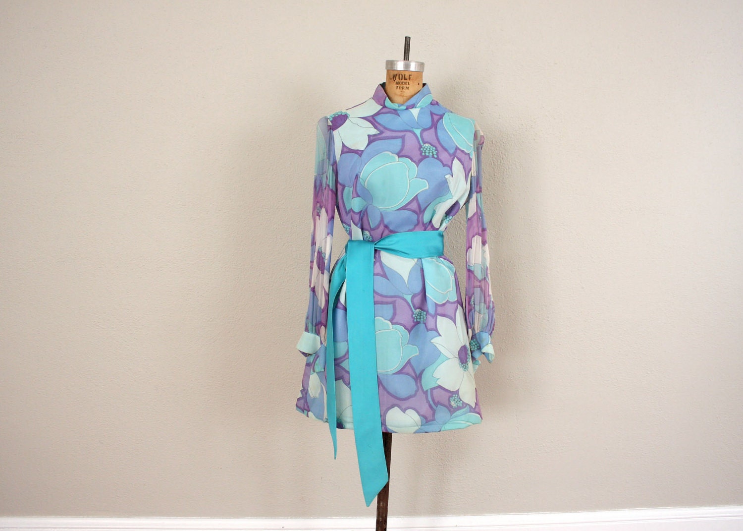 Mod Cocktail Dress // 1960s Go-Go Mini Dress // Vintage Purple Print Pucci Style Dress