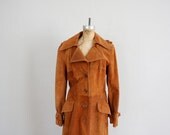 Vintage Trench Coat // 1970s Coat in Burnt Orange // Vintage Trench Jacket