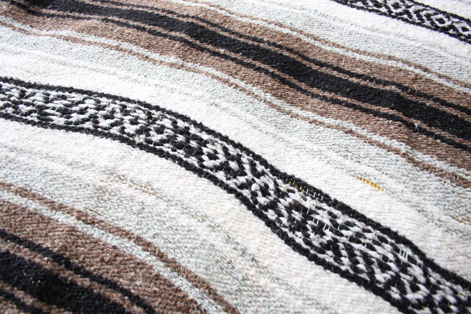 Vintage Blanket // 1970s Striped Throw in Brown and Black // Southwest Style Blanket // Rustic Cabin Decor
