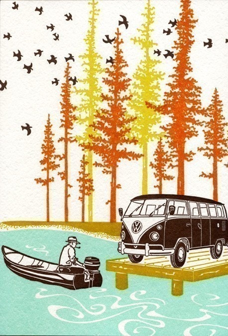 Volkswagen Camper Letterpress Card