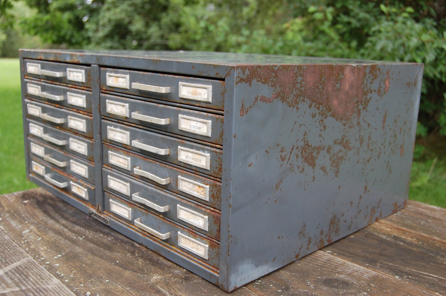 2 Industrial Steelmaster 12 Drawer Flat File Cabinet reserved for ARTIE