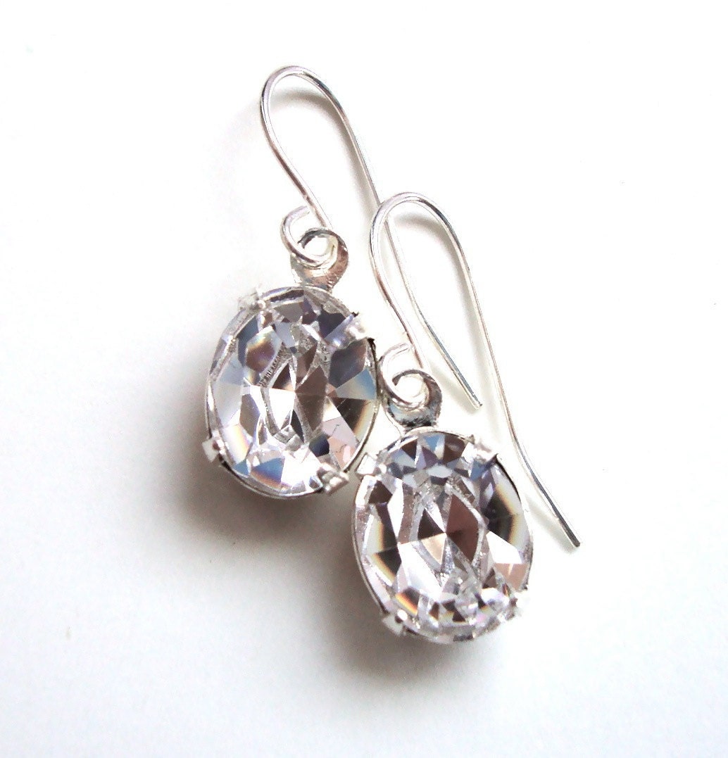 Swarovski Crystal Oval Earrings in Crystal Clear - Bridal Jewelry