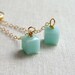 Mint Green Cube Earrings - Swarovski Crystal