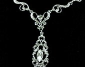 Victorian Bridal Necklace, Damask Weddings, Rhinestone Crystal Silver or Gold Jewelry, VIKTORIAN