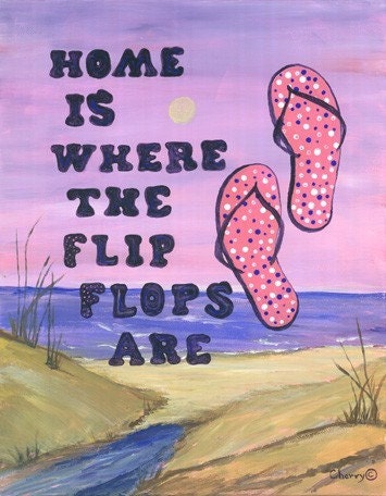 Image of Pink Flip Flops And Beach