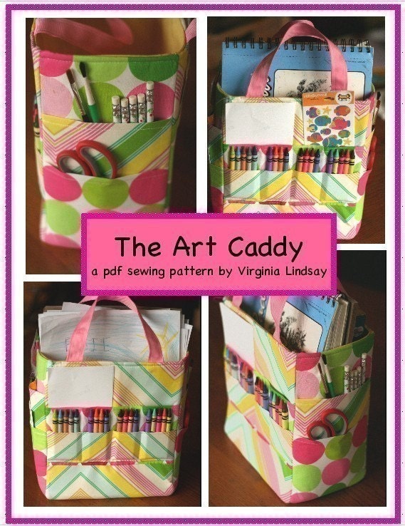 Art Caddy Tote PDF Pattern Ebook organize your art crayons pencils pads paints