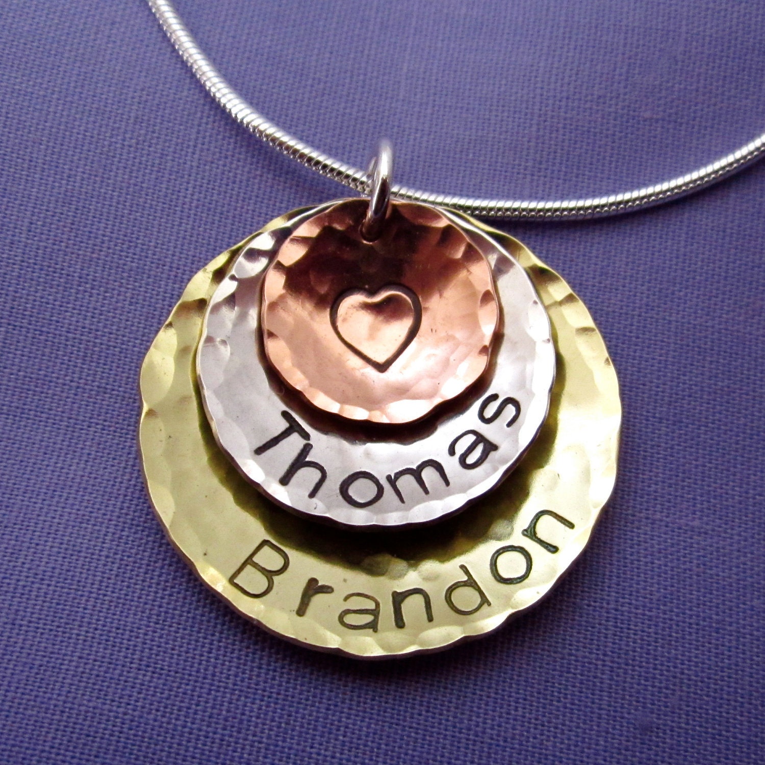 Hand Stamped Name Necklace in mixed metals - Personalized Jewelry - BESTSELLER