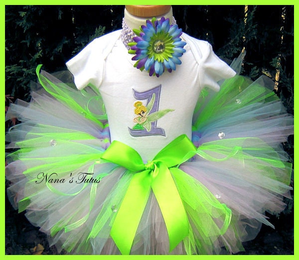 Birthday Tinkerbell Sparkle  with Number, Party Outfit  beautiful for Theme Parties and Photo Shoots in Sizes 1yr thru 5yrs