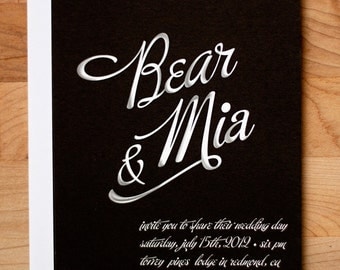 Wedding Invitation Set - Custom Chalkboard Card wedding invitation with Chalk