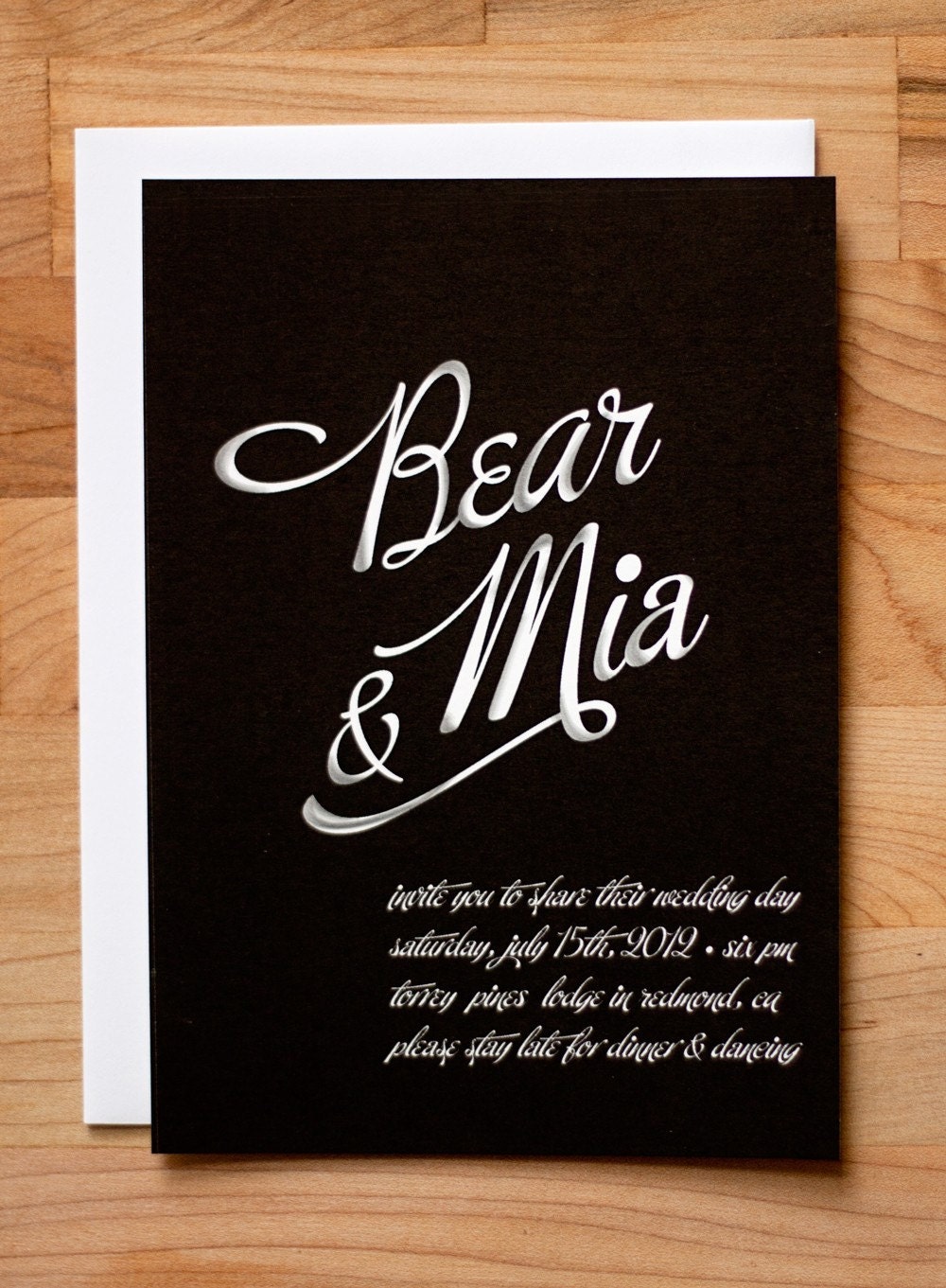 Wedding Invitation Set - Custom Chalkboard Card wedding invitation with Chalk
