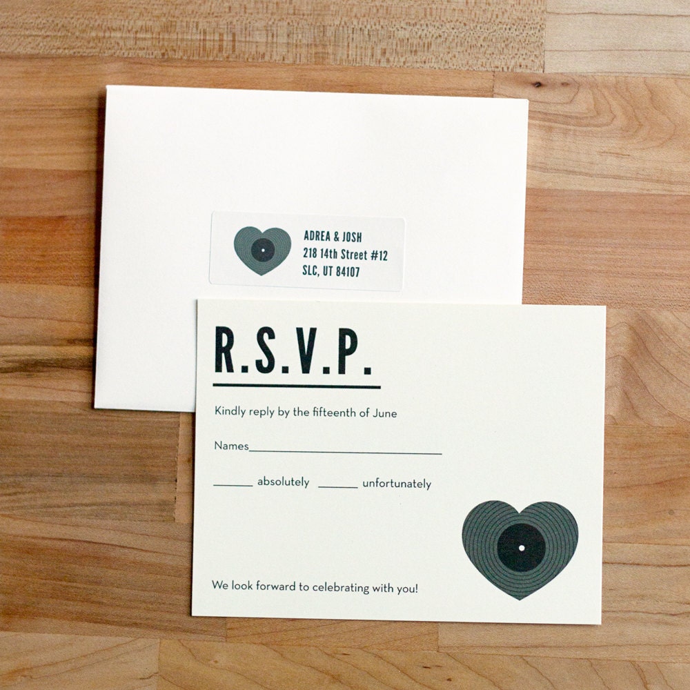 Vintage Wedding Invitation - Record Player Set