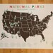 National Parks Checklist Map Print - 11x17 print on COTTON STOCK