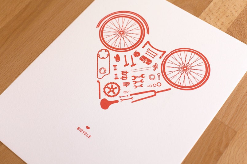 Disassembled Bicycle Heart Print - Fine Art Print