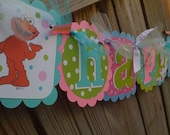 Elmo Happy Birthday Banner in Pinks, Limes & Light Turquoise