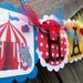 Customized Circus Themed HAPPY BIRTHDAY Banner in Red, Turquoise & Yellow