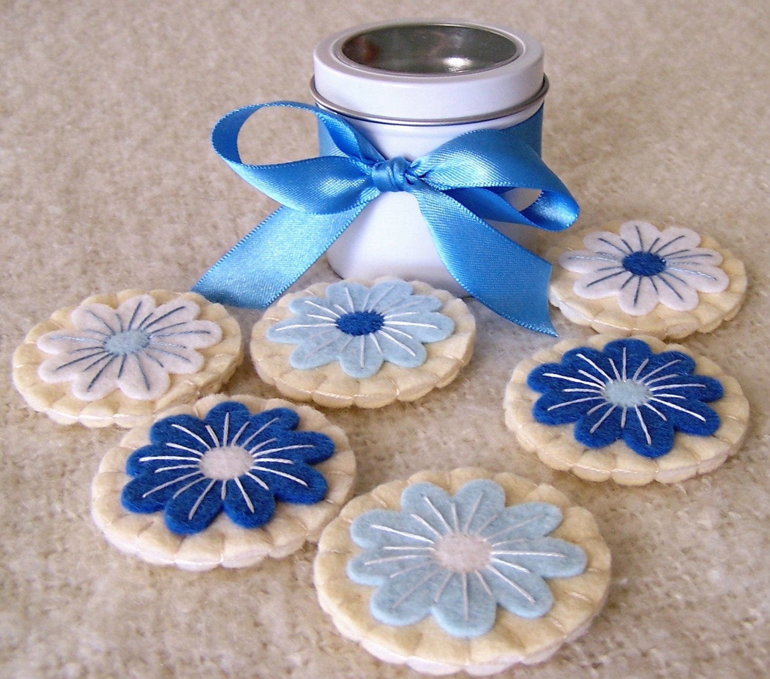 Felt Play Food - Blueberry Flowers - Iced Sugar Cookies