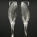 Peacock Feathers . 2 Champagne Flutes . Hand Engraved