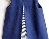 Girls Dress - Jumper Dress - Nautical - French Style - Sizes for Babies, Toddlers and Girls from 6M to 4T