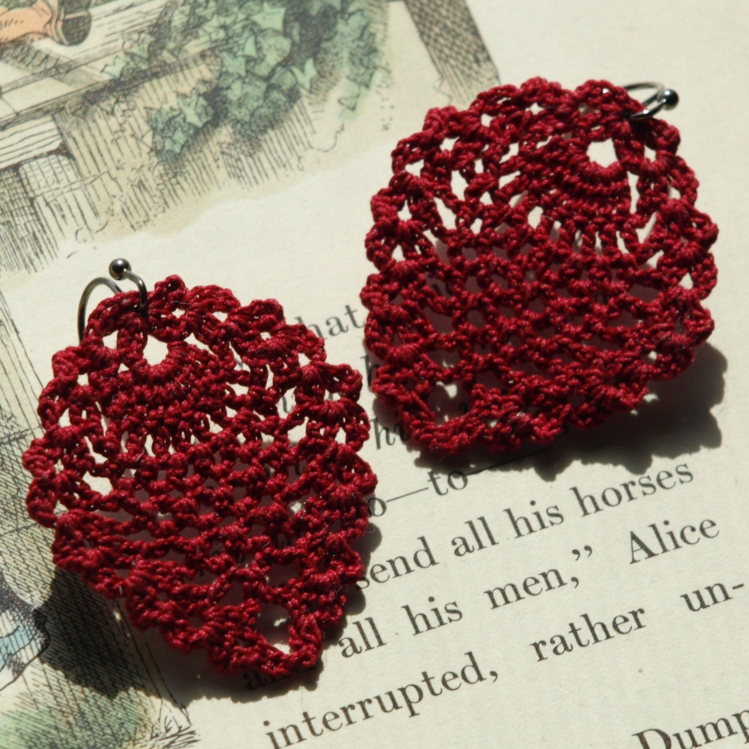 Sheridan Crochet Earrings- Burgundy