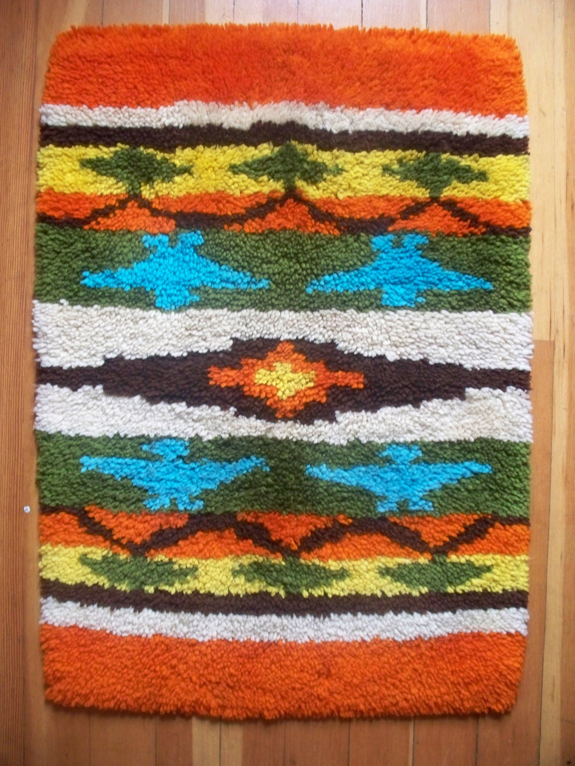 Vintage Native Latch Hook Rug