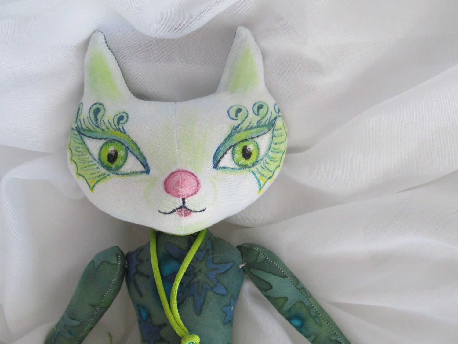 CATFISH, soft sculpture art doll, ooak, wall hanging