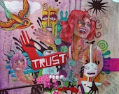 TRUST - I Love Her Painted Nails - Original Mixed Media on wood with Resin