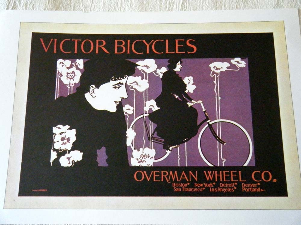 Vintage Bicycle Poster 1896 Victor Bicycles Poster Size Book Plate