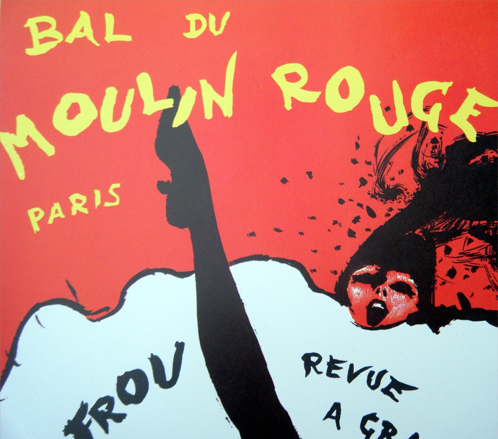 Moulin Rouge Frou Frou Revue Folies Bergere Vintage Poster Print