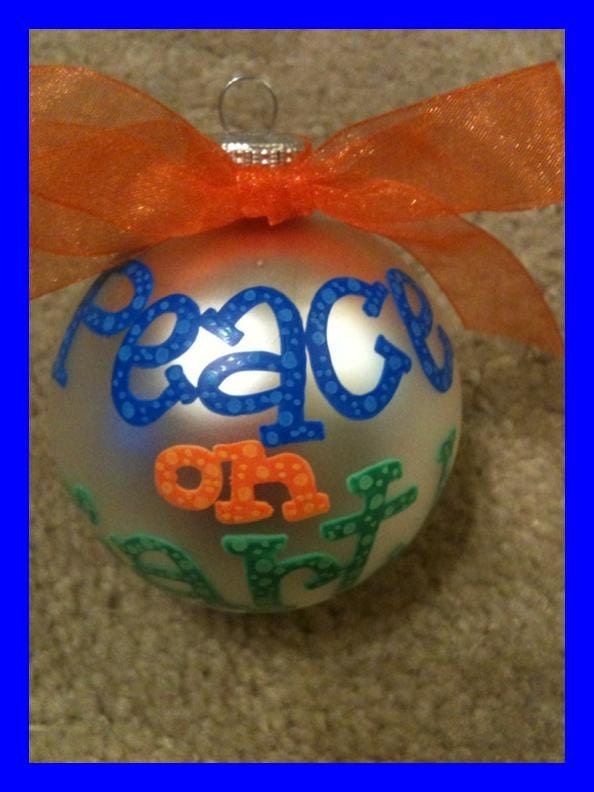 Peace on Earth Hand Painted Christmas Ornament