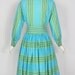 Vintage 50s Dress / Aqua and Lime Stripes / 1950s Shirtwaist Dress / S