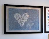 large original artwork, love deep, on blue lokta paper, 20x30