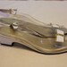 60s 70s Magdesians Cinderella clear slingback peeptoe wedges 10 N 9.5 white and gold ferragamo bow