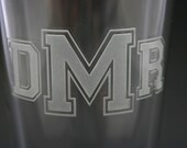 Monogram Beer Pints Etched Glass Set of 4 Glasses