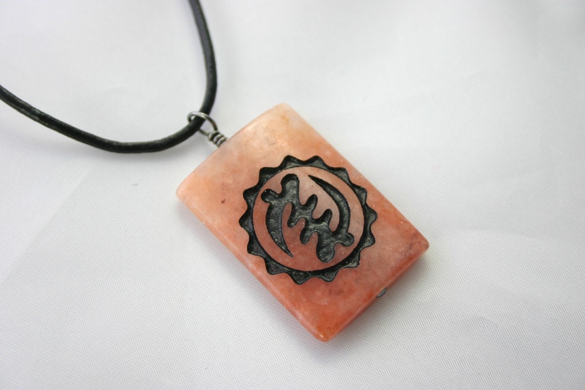 NYAME YE OHENE  Engraved Brown Opal Gemstone