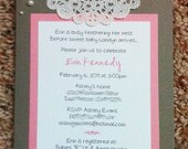 Pearls & Lace Baby or Bridal Shower Invitations - Custom