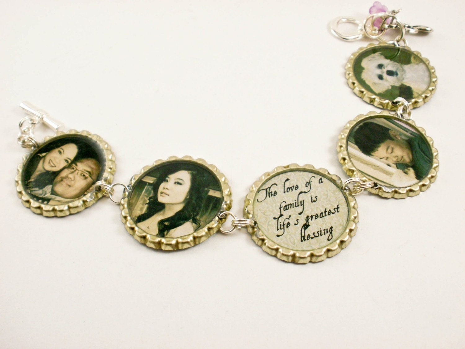 CUSTOM personalized Family Memories Photo Bottle Cap Bracelet