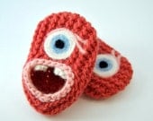 Wool Monster Slippers, Pink, 0, 3, 6 or 12 months