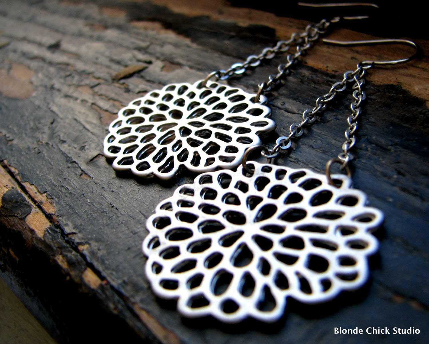 DAHLIA-Silver Chandelier Earrings